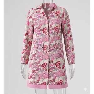 Kate Unger New York 10C485 Women's Pink Floral Trench Coat. Size 14